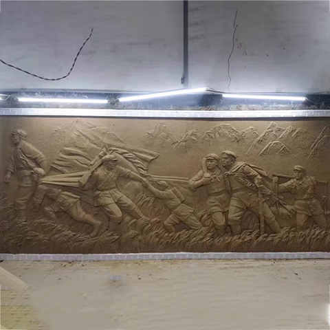 玻璃鋼鑄銅浮雕定制紅軍八路軍雕塑鍛銅浮雕裝飾背景墻銅壁畫制作