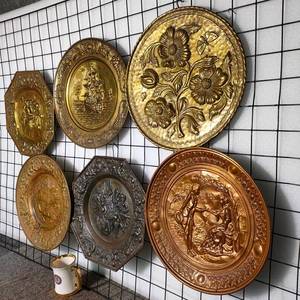 老物件金屬浮盤裝飾器銅雜畫掛件雕畫掛件銅皮18銅